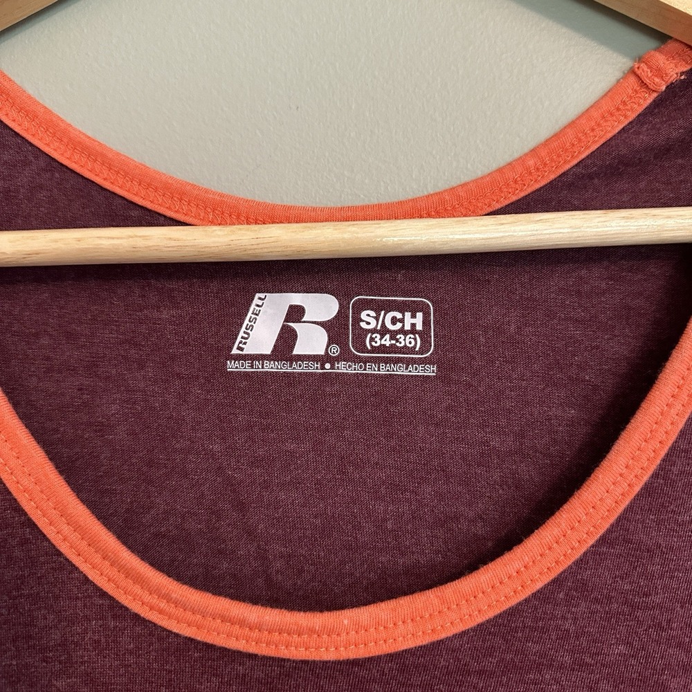 Russell Athletic Virginia Tech Hokies Mens Small Maroon Orange Tank Top Graphic - Picture 3 of 6